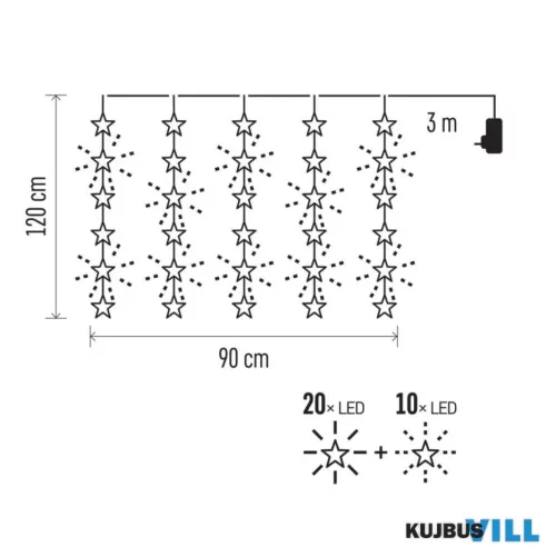 EMOS DCGW01 KARI FÉNYFÜZÉR CSILLAG VILL 30LED IP44 ID MELEG F KIFUTÓ