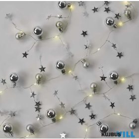 EMOS DCGW10 DECO FÜZÉR GOLYÓ EZÜST 20LED 2xAA KIFUTÓ