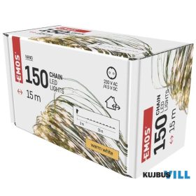   EMOS D3AW05 KARI FÉNYF NANO 15M 150LED IP44 ZÖLD VEZ IDŐZ MF KIFUTÓ
