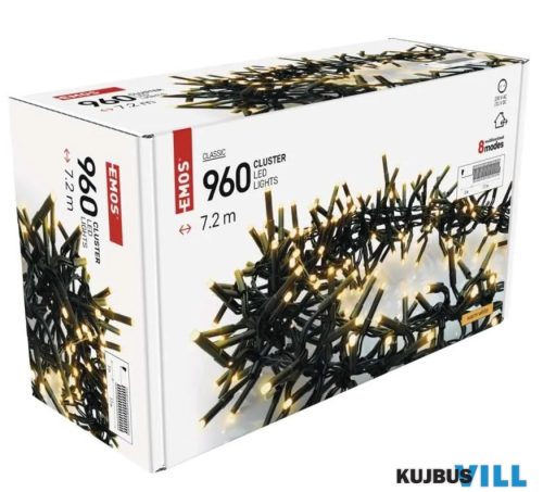 EMOS D4BW08 LED Karácsonyi fényfüzér 7,2m, süni, kül- és beltéri, meleg fehér, programozható