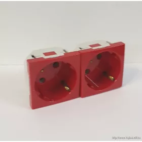 QUADRO 45190 SVM - 2x2P+F csatlakozó aljzat, piros