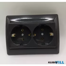   SIRIUS 70331 CAT - Dupla 2P+F csatlakozó aljzat, antracit - kerettel szerelve