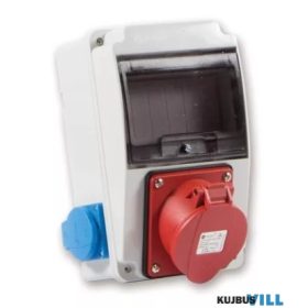   3318-002-2600 Ipari doboz szerelt 1x(4P32A)+2x(2P+F) oldalsó IP44