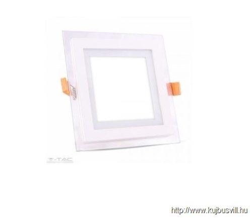 V-TAC LED panel 6W üveg  Négyzet alakú beépíthető meleg fehér 4738 KIFUTÓ