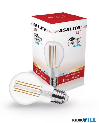 ASALITE LED Izzó 7W A60 filament gömb E27 4000K (806 lumen) ASAL0285