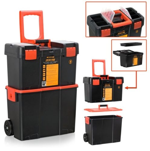 Műanyag szerszámláda húzható, többrészes 2in1- 10932