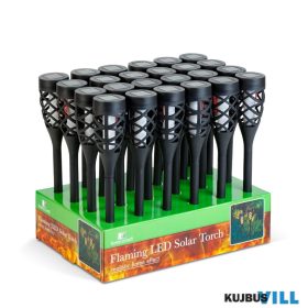   LED-es szolár lámpa - leszúrható - lángeffekt - 12 sárga LED - műanyag - fekete - 60 x 420 mm