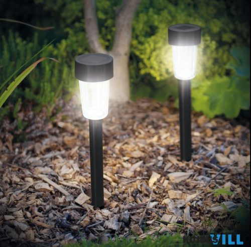 LED-es kültéri szolárlámpa fekete hidegfehér 30cm - 11701A