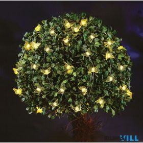   LED Szolár fényfüzér, pillangó, 2,4m, 25db izzóval, melegfehér - 55220C