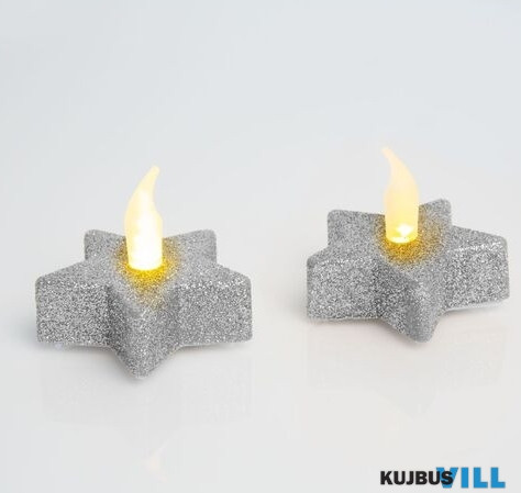 LED Teamécses csillag alakú ezüst (2db/cs) - 55244S KIFUTÓ