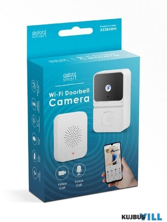 Smart videó kaputelefon szett Wi-Fi-s, akkumulátoros, HD, fehér - 55385WH