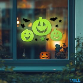   Halloween-i foszforeszkáló ablakdekor tök 29x16cm - 56543A