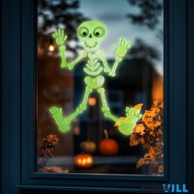   Halloween-i foszforeszkáló ablakdekor csontváz 24x15cm-  56543D