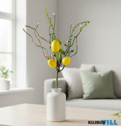 Húsvéti tojásfa ág - sárga - 28 x 16 cm - 57926B