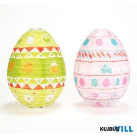   Húsvéti dekoráció - papír lampion - tojás - zöld, rózsaszín - Ø30 cm - 57990
