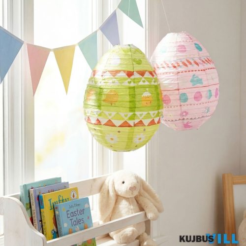 Húsvéti dekoráció - papír lampion - tojás - zöld, rózsaszín - Ø30 cm - 57990