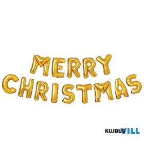   3D Karácsonyi "Merry Christmas" lufi arany - 58081B KIFUTÓ
