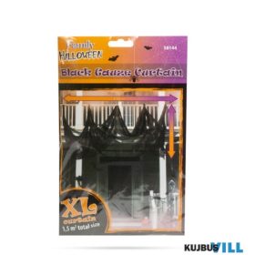   Halloween-i fekete géz függöny - poliészter - 76 x 210 cm