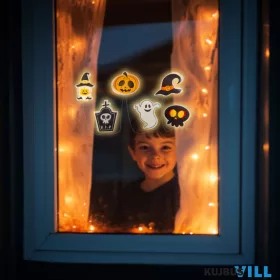 Halloween-i LED vegyes ablakdekor 85cm, gél - 58186C