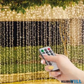   Fényfüggöny, 300 db, melegfehér LED-del, 3x3 m, 230V, távirányítós - 58907A