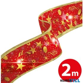 Karácsonyi LED-es szalag piros, 2m x 5 cm, 2xAA - 58933A