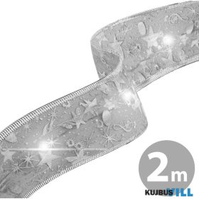 Karácsonyi LED-es szalag ezüst, 2m x 5cm, 2xAA - 58933C