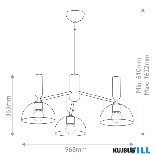 Elstead ALM-JUDE3-GD-CL Csillár 3xE27 max. 60W