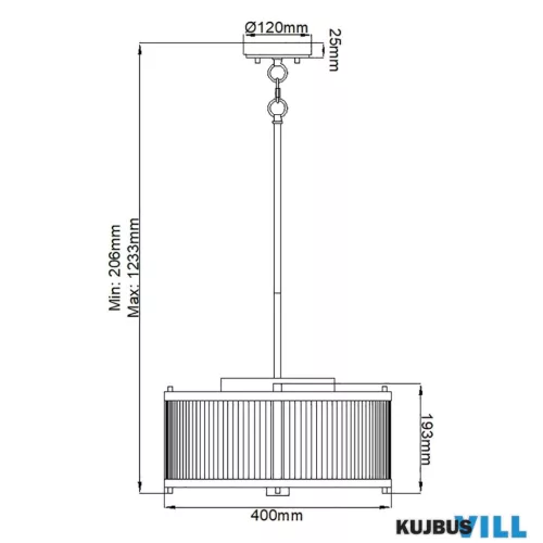 Elstead DL-CORONA-3P-WPN mennyezeti lámpa/függeszték 3xE27 max.60W