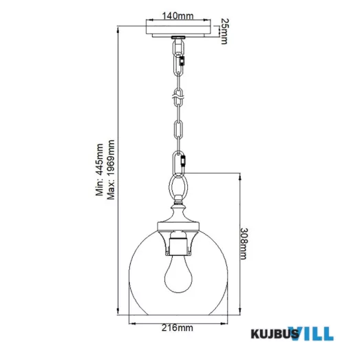 Elstead FE-TABBY-P-S-BB függeszték 1xE27 max.60W