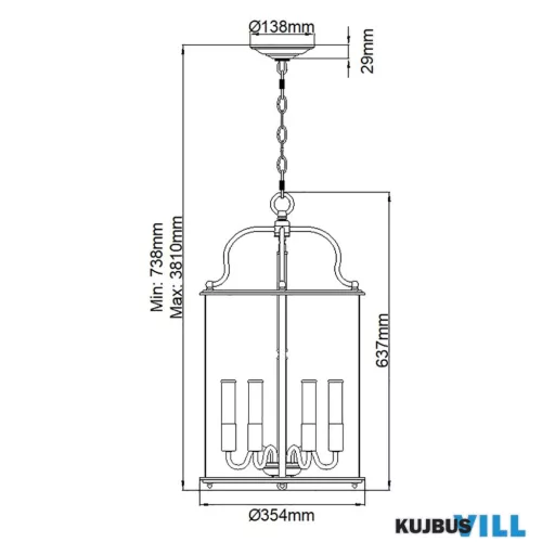 Elstead HK-GENTRY-P-L-PW függeszték 6xE14 max.60W
