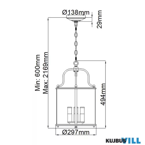 Elstead HK-GENTRY-P-M-PW függeszték 4xE14 max.60W