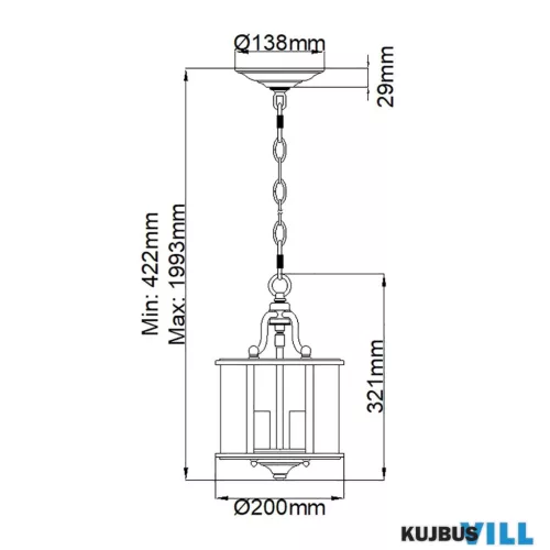 Elstead HK-GENTRY-P-S-PW függeszték 3xE14 max.60W
