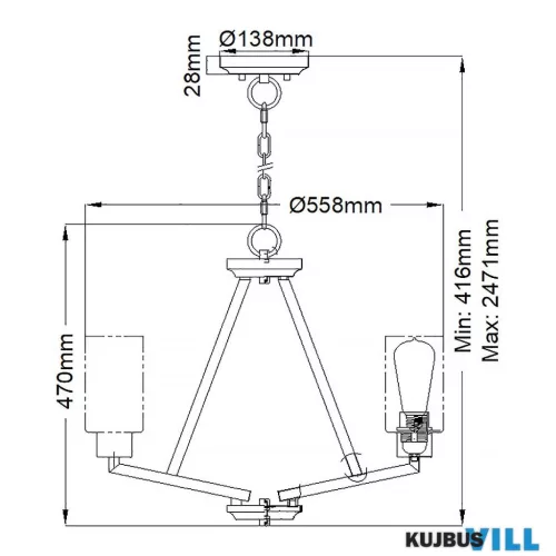 Elstead KL-DERYN3-NBR függeszték 3xE27 max.60W