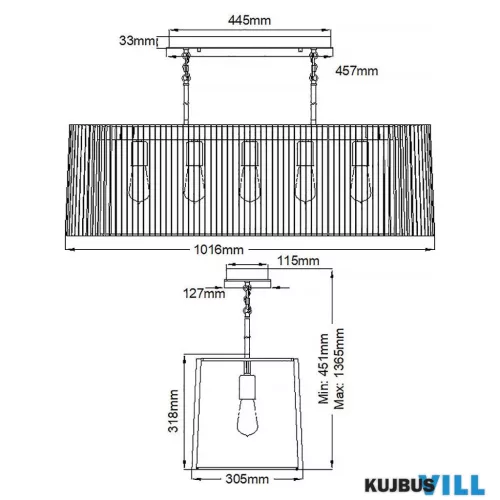 Elstead QN-LINARA-ISLE-BK Függeszték 5xE27 max.60W