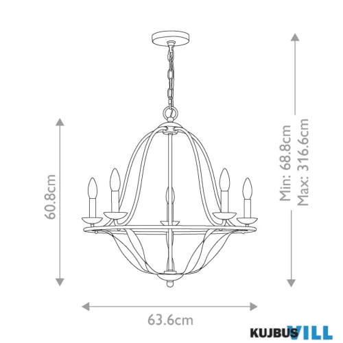 Elstead QZ-BRADBURY5-AWH csillár 5xE14 max.40W