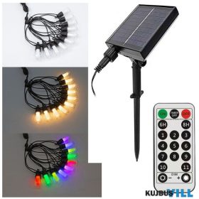   Vivalux LED Szolár lámpafüzér 8m/10izzó távir.-val RGB+W 3000K IP44 - 004992