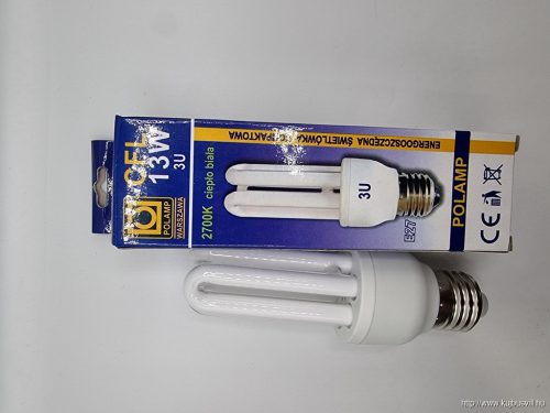 CFL 13W 3U E27 kompakt fénycső KIFUTÓ