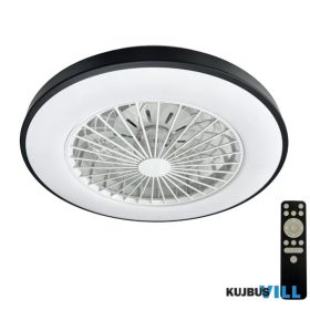   Ventilátoros LED mennyezeti lámpa 48W, opál, távir., fekete/fehér, IP20 - LCL6345