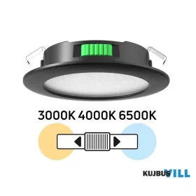   Ultralux LED beépíthető spotlámpa 4W CCT 380lm 12V DC IP44 Kivágási méret: 55-58mm kerek fekete