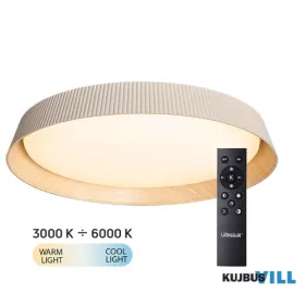   Ultralux LED Mennyezeti lámpa max.72W, dimmelhető, CCT, távir.-val, IP20, kerek, bézs/fa - SPL2L72RC