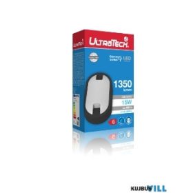   UltraTech LED lpt. 15W 1125lm 4000K IP65 ovál fekete designe keret 2 bemetszéssel