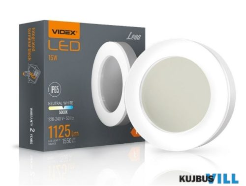 VIDEX Mennyezet lámpa 15W kerek fehér IP65 Lena - VLE-BHFR-155/4225