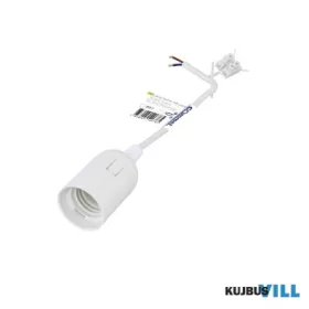 COMMEL Műanyag E27 foglalat vezetékkel, fehér