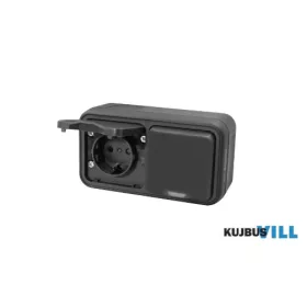   COMMEL Falon kívüli dupla dugalj 16A 250V IP55 antracit - 043-112