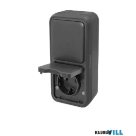   COMMEL Falon kívüli dugalj (16A)+1p kapcsoló (10A) 250V IP55 antracit - 043-113