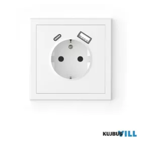   COMMEL Adria 2P+F csatlakozóaljzat + USB A+C csavaros 16A kerettel fehér - 043-519