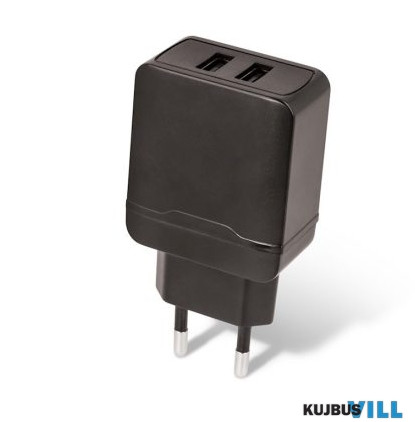 TelForceOne MAXLIFE ADAPTER 2,4A, 2xUSB, fekete - 5900495758040