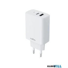   TelForceOne MAXLIFE ADAPTER 2,4A, 1xUSB-C, 1xUSB, fehér - 5907457789838