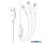 TelForceOne XO TÖLTŐKÁBEL 2,4A USB C + LIGHTNING + microUSB 1m fehér - 6920680833511