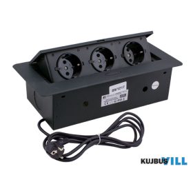   DL Felnyíló asztali elosztó max. 3600W 3 aljzat 3m 230V IP20 fekete - KOMB-CZ-3DE-3-0-03/CZ-DE-M01W